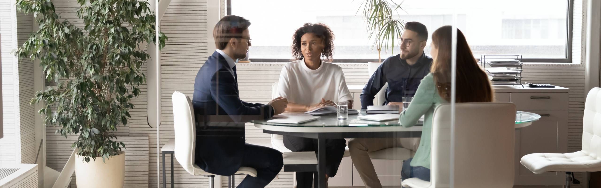 Diverse group of coworkers in an office setting