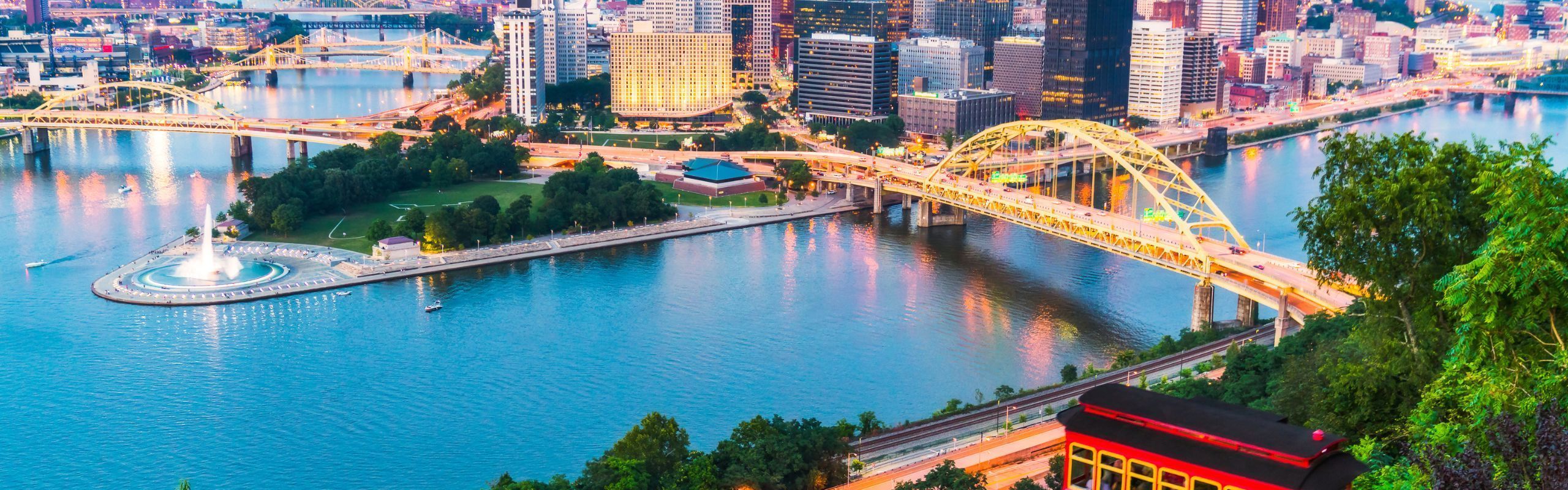 Aerial view of Pittsburgh skyline