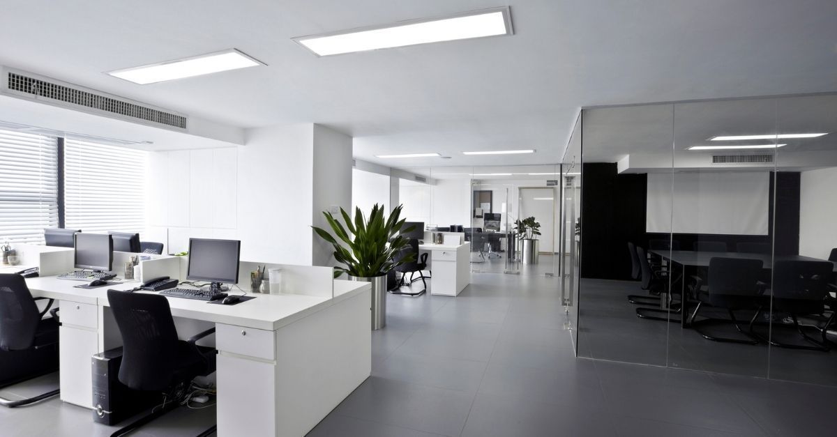 Black and white office setting