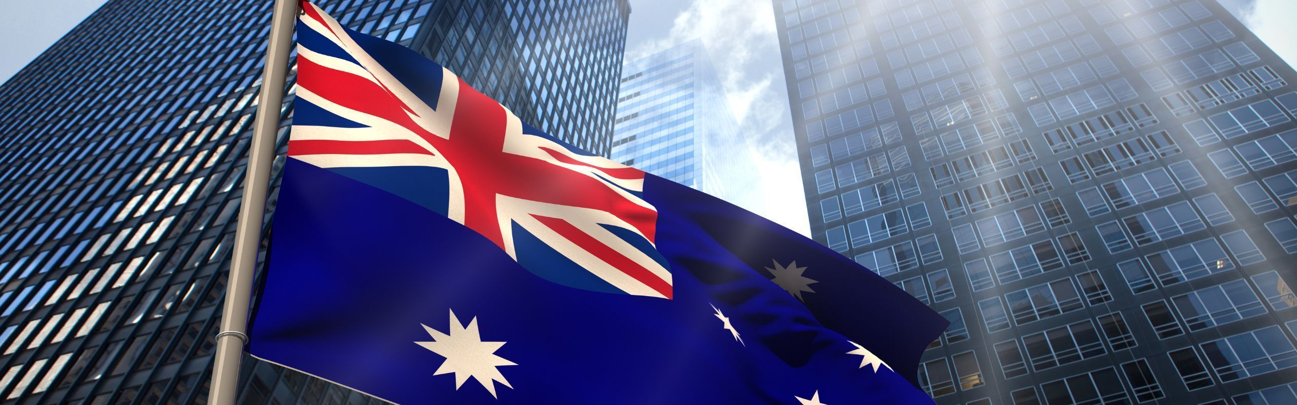 Australia flag and buildings