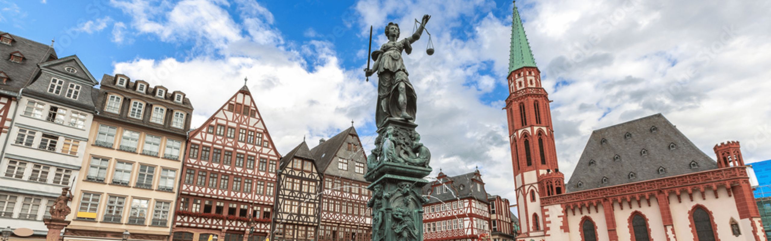Statue in square in Frankfurt Germany