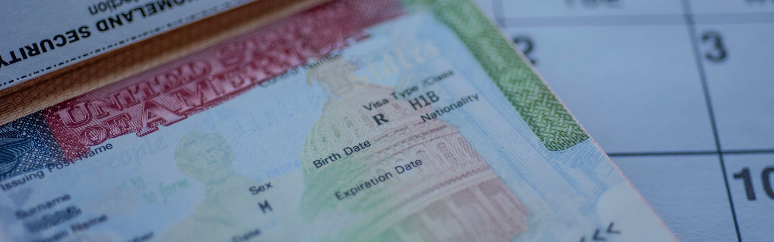 Image of a US H-1B visa