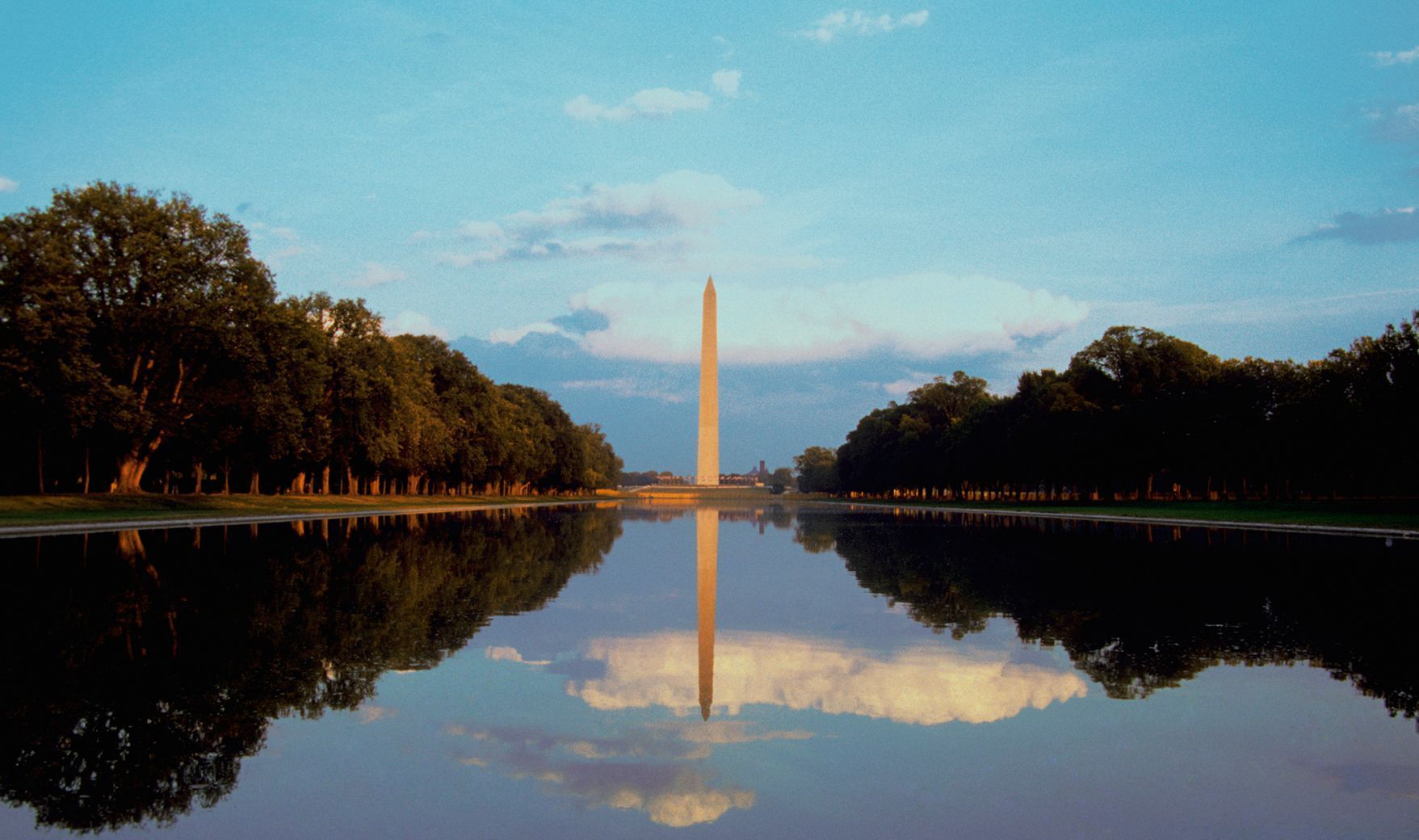 Washington Monument looking across reflective pond