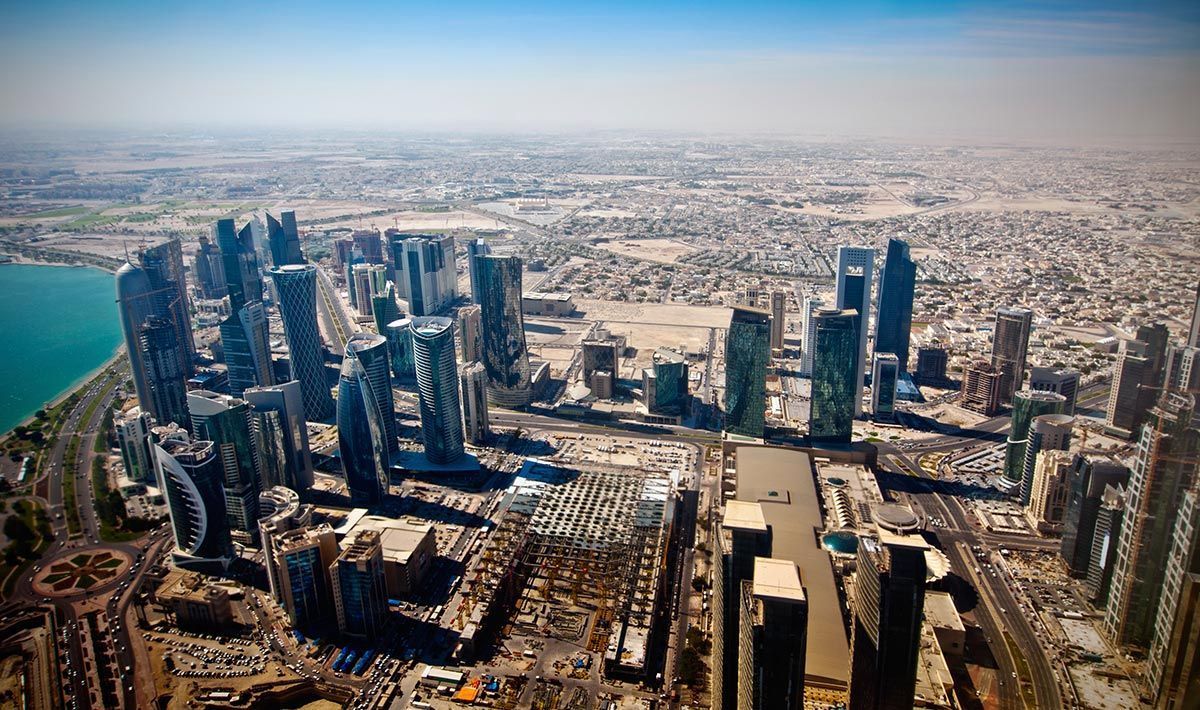 Doha skyline aerial view