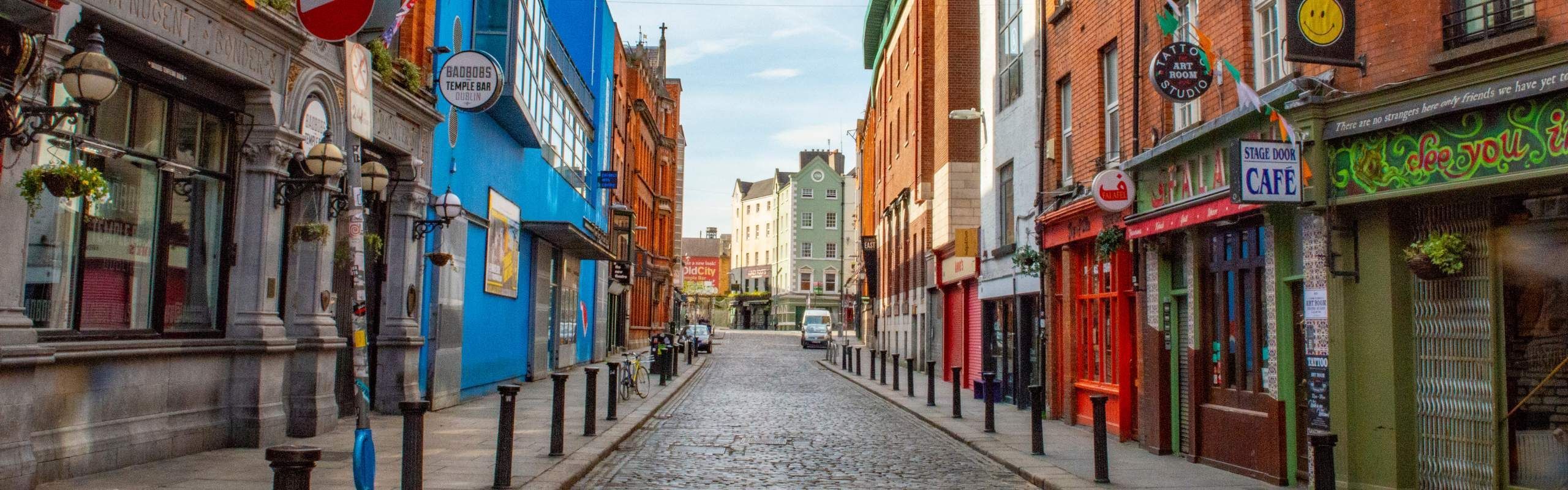 Empty city street in Dublin Ireland